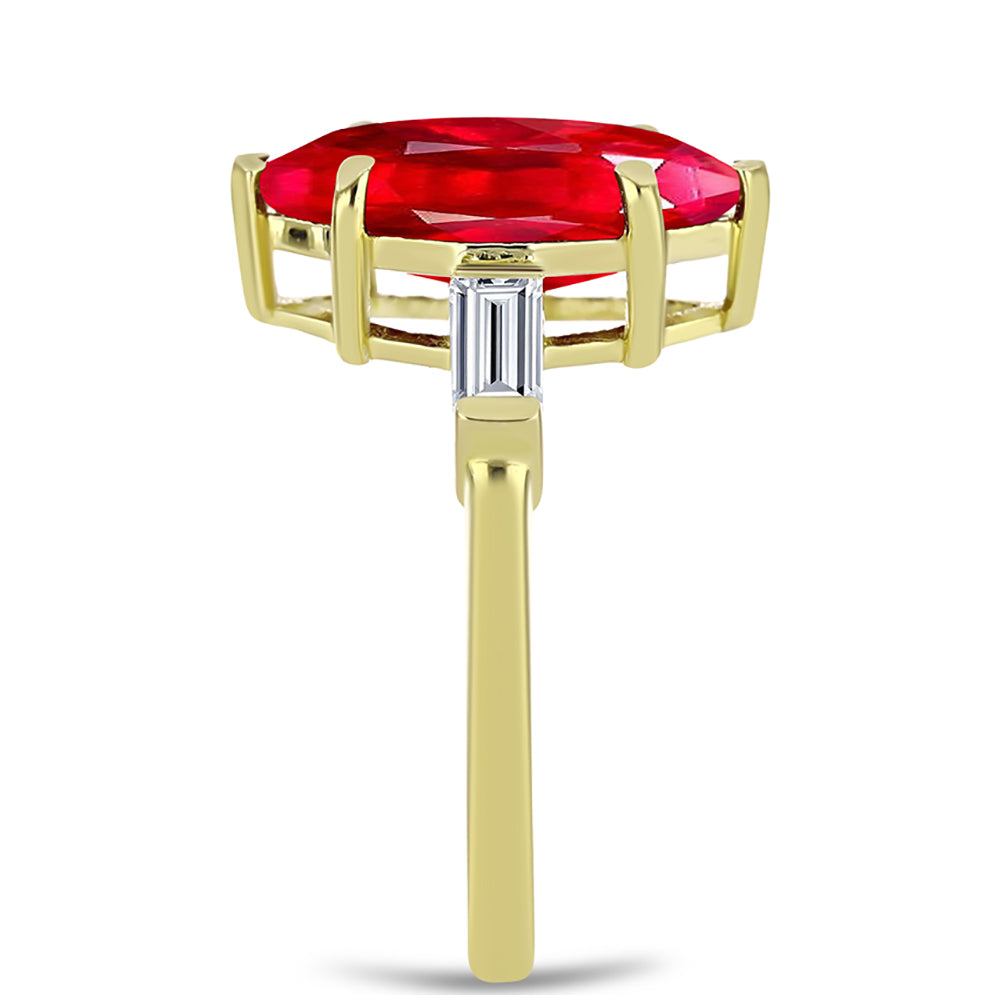 Pierścionek srebrny pozłacany z czerwonym agatem i białym topazem 4 