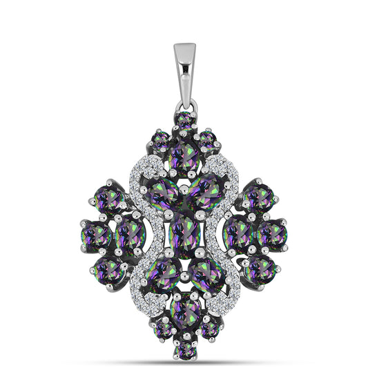 Zawieszka ze srebra próba 925 z brazylijskim kwarcem zielonym i białym topazem