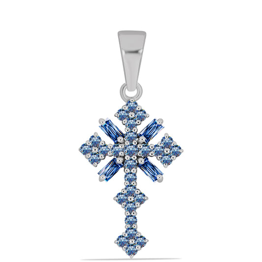 Zawieszka ze srebra próba 925 z moissanitem w kolorze oceanicznym
