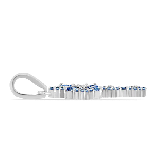 Zawieszka ze srebra próba 925 z moissanitem w kolorze oceanicznym