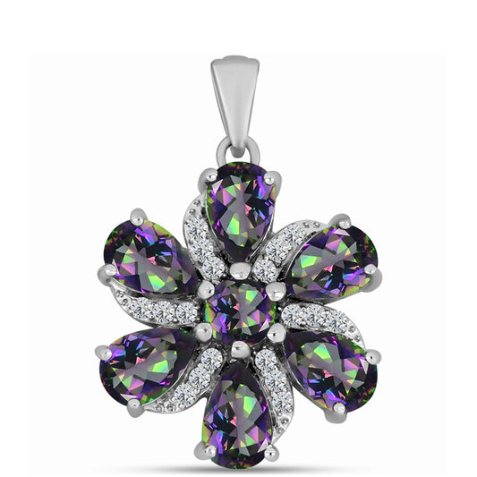 Zawieszka ze srebra próba 925 z brazylijskim kwarcem zielonym i białym topazem