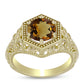 Pierścionek srebrny pozłacany z koniakowym kwarcem