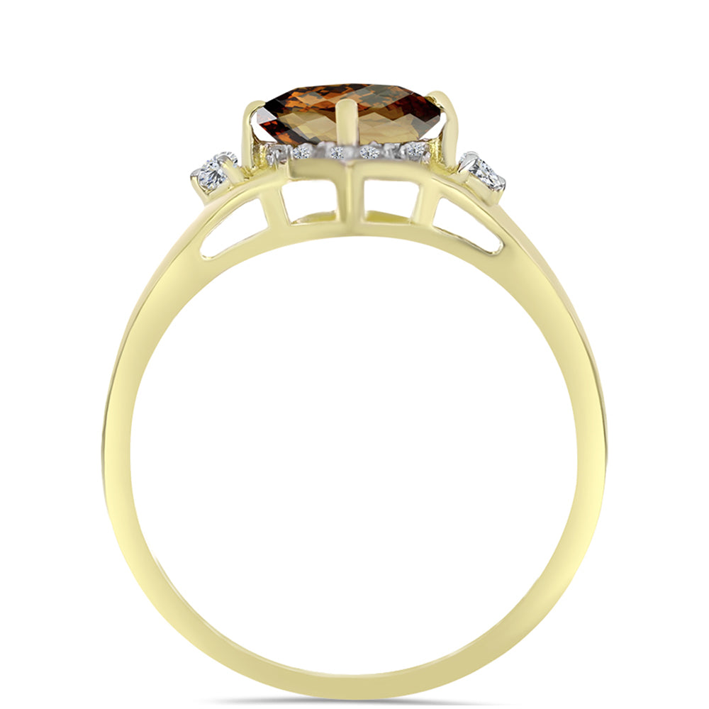 Pierścionek srebrny pozłacany z koniakowym kwarcem i białym topazem 2 