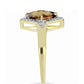Pierścionek srebrny pozłacany z koniakowym kwarcem i białym topazem