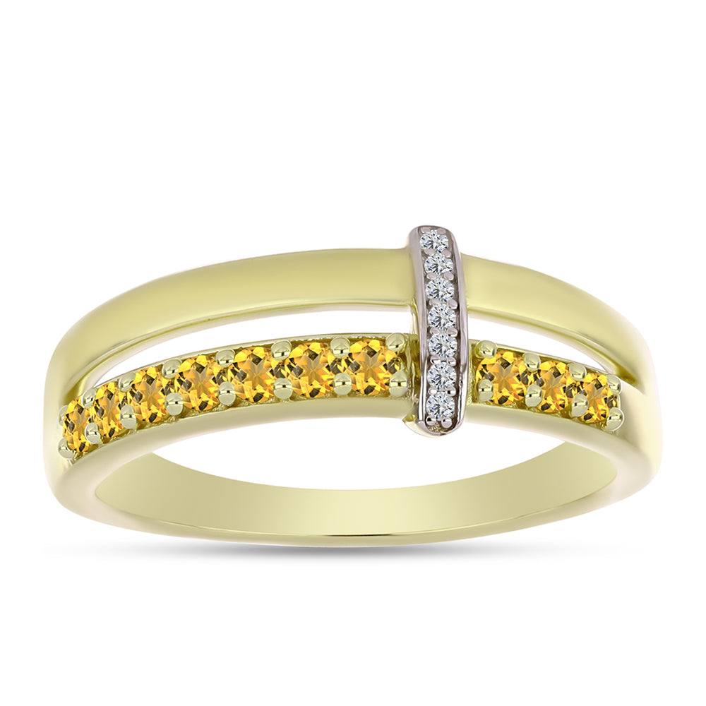 Pierścionek srebrny pozłacany z koniakowym kwarcem i białym topazem 3 