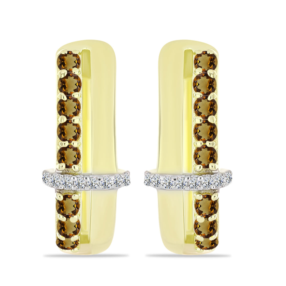 Kolczyki srebrne pozłacane z koniakowym kwarcem i białym topazem 3 