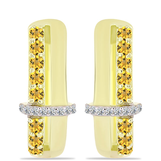 Kolczyki srebrne pozłacane z koniakowym kwarcem i białym topazem