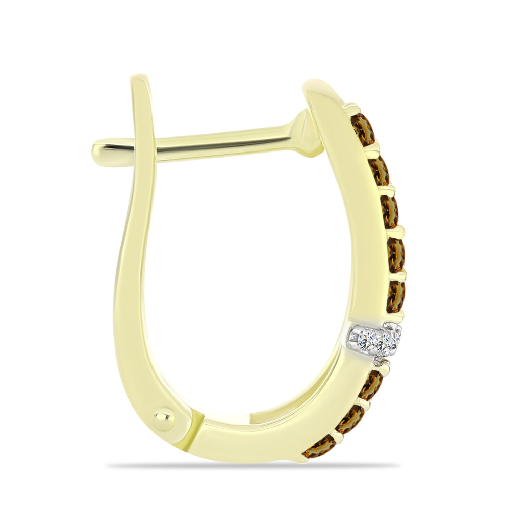 Kolczyki srebrne pozłacane z koniakowym kwarcem i białym topazem 4 