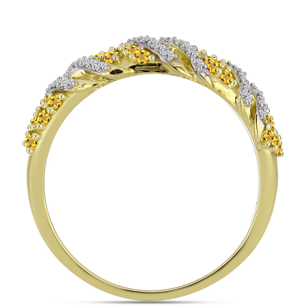 Pierścionek srebrny pozłacany z koniakowym kwarcem i białym topazem 2 