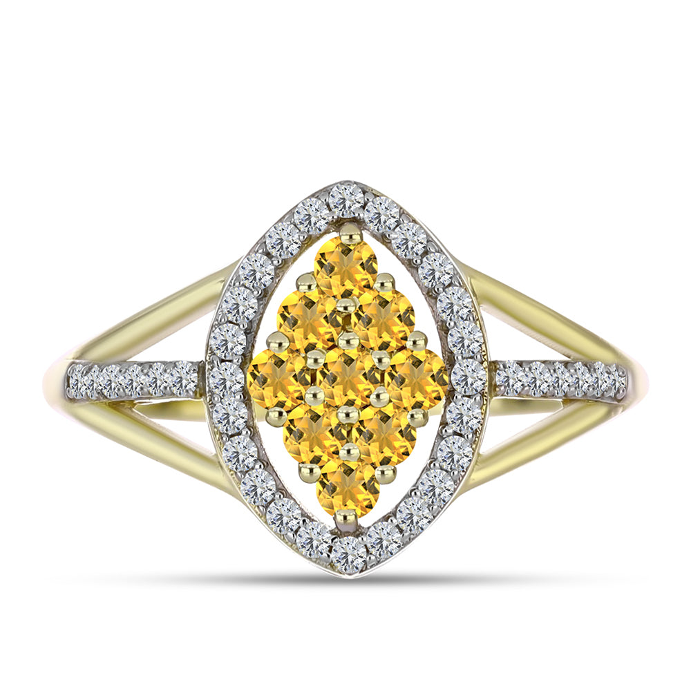 Pierścionek srebrny pozłacany z koniakowym kwarcem i białym topazem 1 