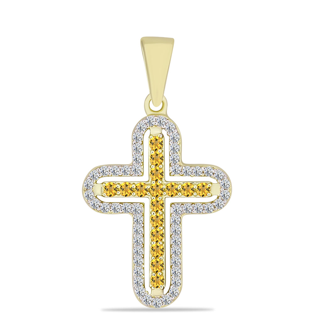 Zawieszka srebrna pozłacana z koniakowym kwarcem i białym topazem