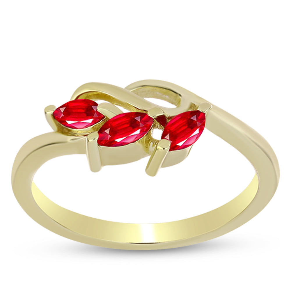 Pierścionek srebrny pozłacany z czerwonym agatem 3 