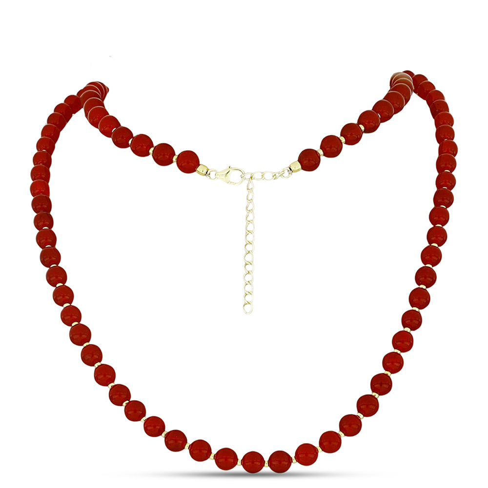 Naszyjnik srebrny pozłacany z czerwonym agatem