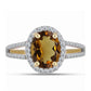 Pierścionek srebrny pozłacany z koniakowym kwarcem i białym topazem