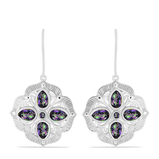 Kolczyki ze srebra próbe 925 z brazylijskim kwarcem zielonym