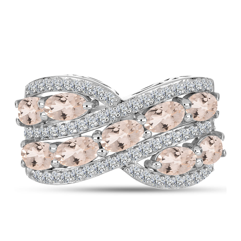 Pierścionek ze srebra próby 925 z morganitem i białym topazem 1 