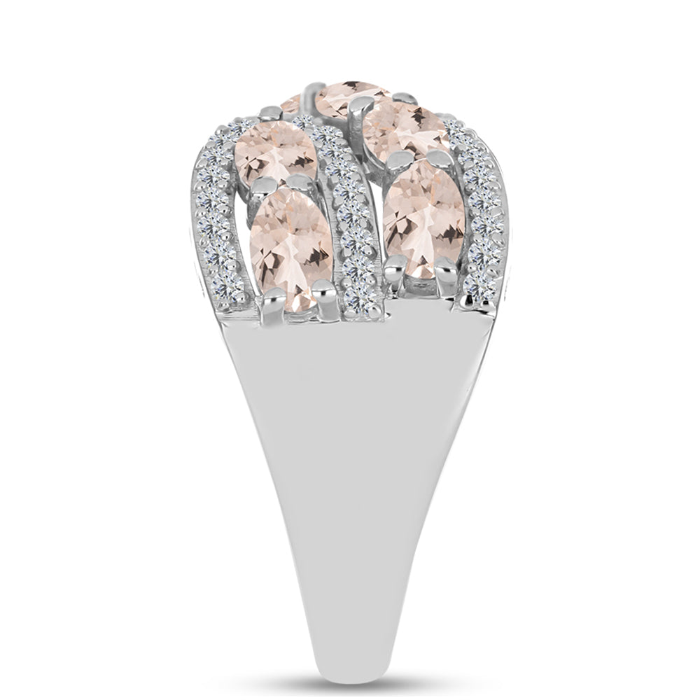 Pierścionek ze srebra próby 925 z morganitem i białym topazem