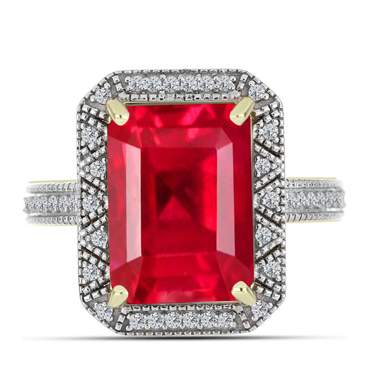 Pierścionek srebrny pozłacany z czerwonym agatem i białym topazem