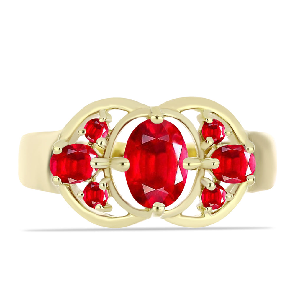 Pierścionek srebrny pozłacany z czerwonym agatem