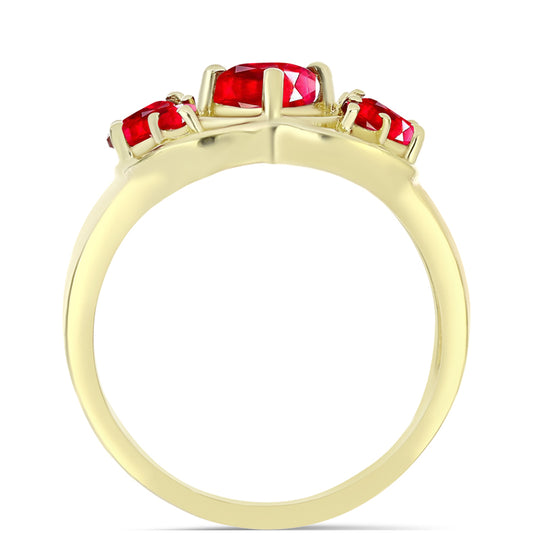 Pierścionek srebrny pozłacany z czerwonym agatem