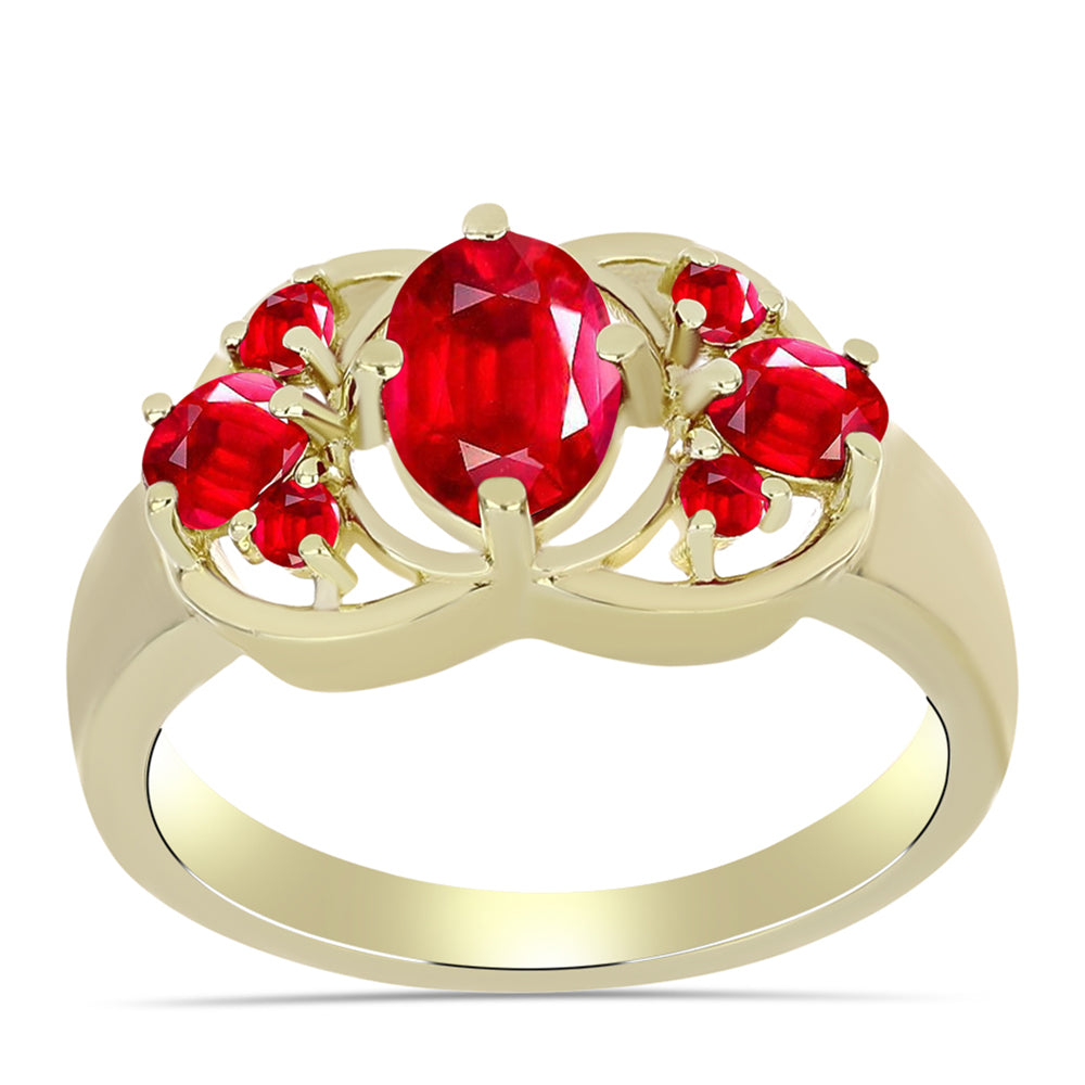 Pierścionek srebrny pozłacany z czerwonym agatem