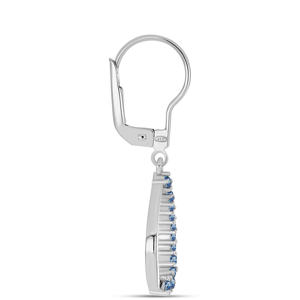 Kolczyki ze srebra próbe 925 z moissanitem w kolorze oceanicznym 2 