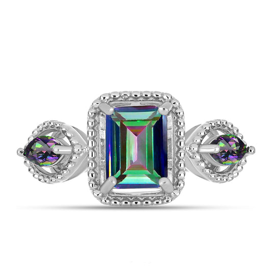 Pierścionek ze srebra próby 925 z brazylijskim kwarcem zielonym