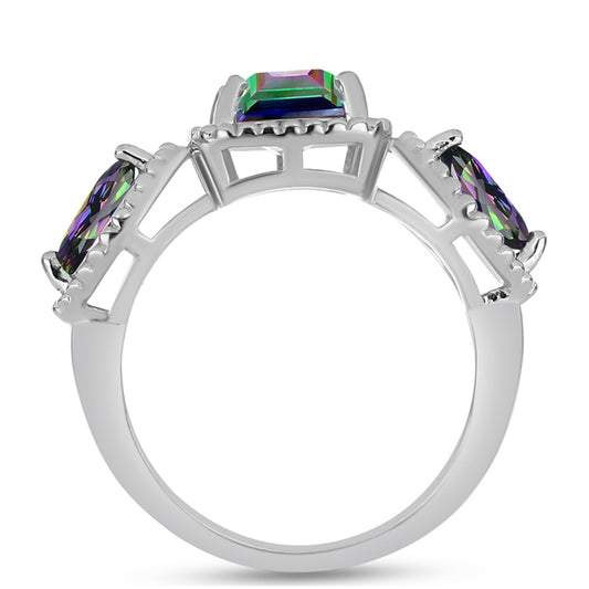 Pierścionek ze srebra próby 925 z brazylijskim kwarcem zielonym