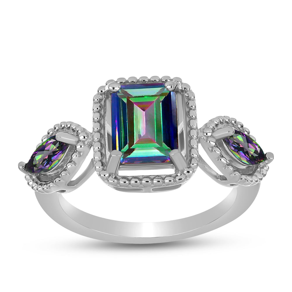 Pierścionek ze srebra próby 925 z brazylijskim kwarcem zielonym