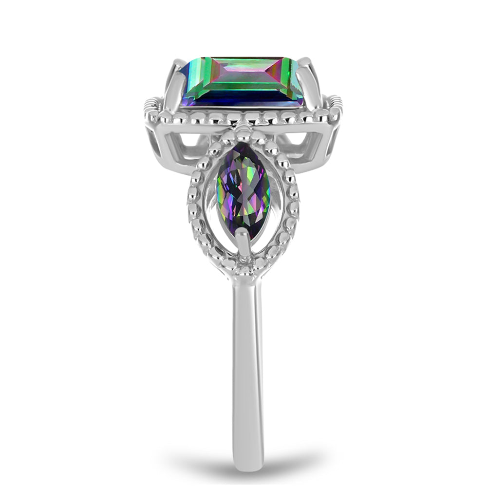 Pierścionek ze srebra próby 925 z brazylijskim kwarcem zielonym