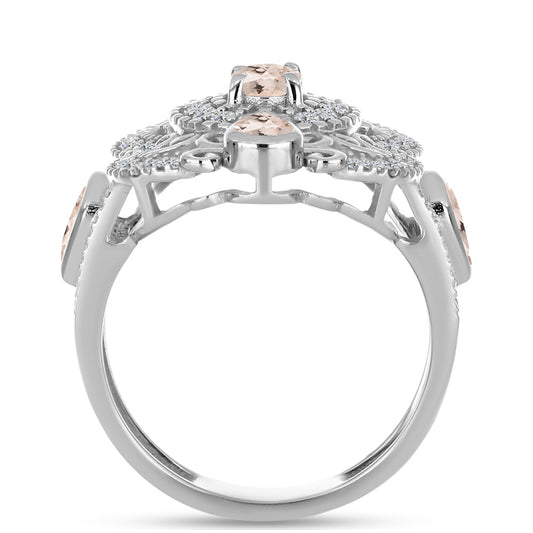 Pierścionek ze srebra próby 925 z morganitem i białym topazem