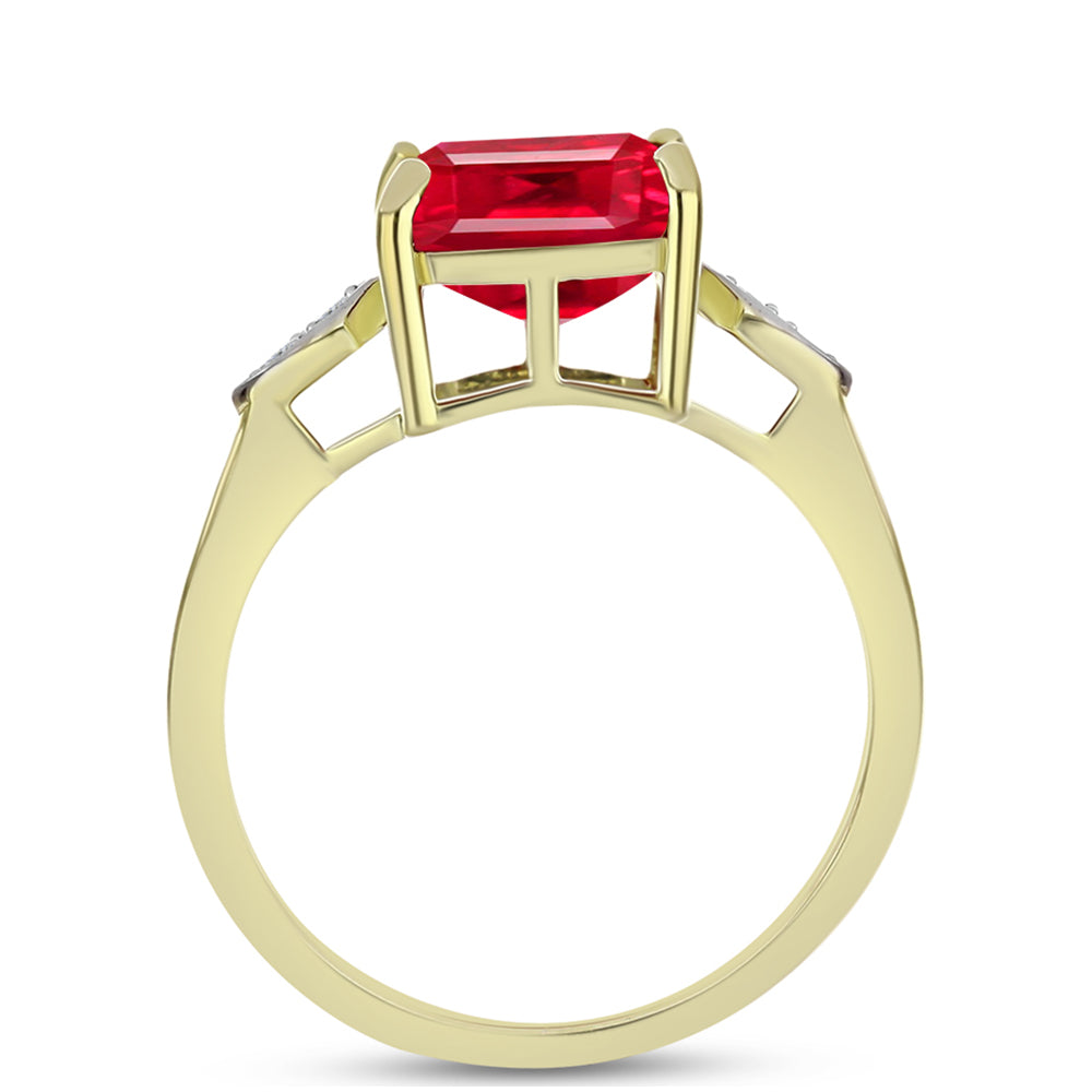 Pierścionek srebrny pozłacany z czerwonym agatem i białym topazem