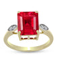Pierścionek srebrny pozłacany z czerwonym agatem i białym topazem