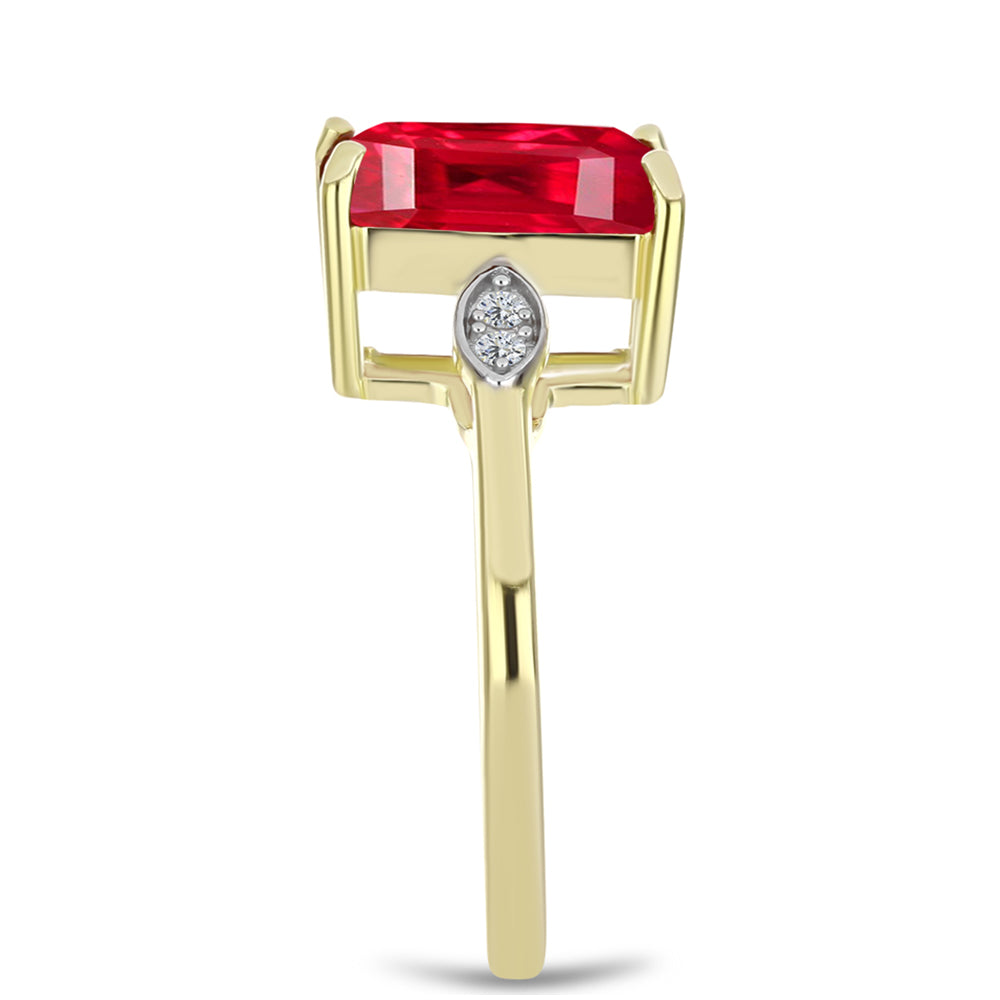 Pierścionek srebrny pozłacany z czerwonym agatem i białym topazem 4 