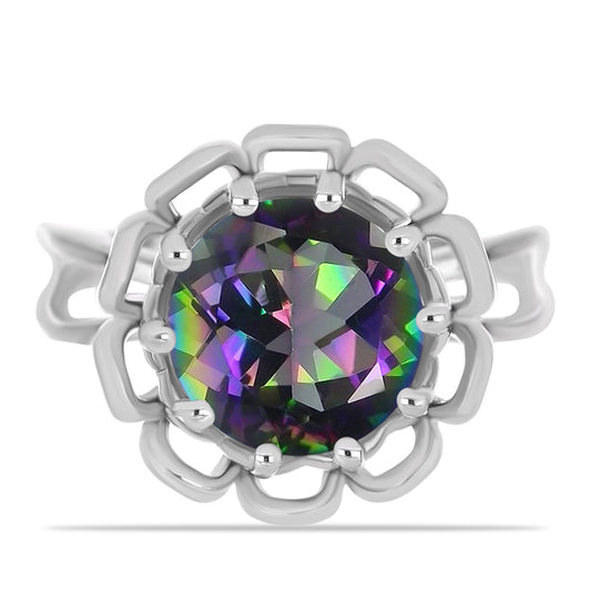 Pierścionek ze srebra próby 925 z brazylijskim kwarcem zielonym