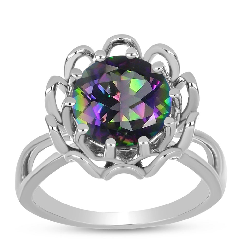 Pierścionek ze srebra próby 925 z brazylijskim kwarcem zielonym