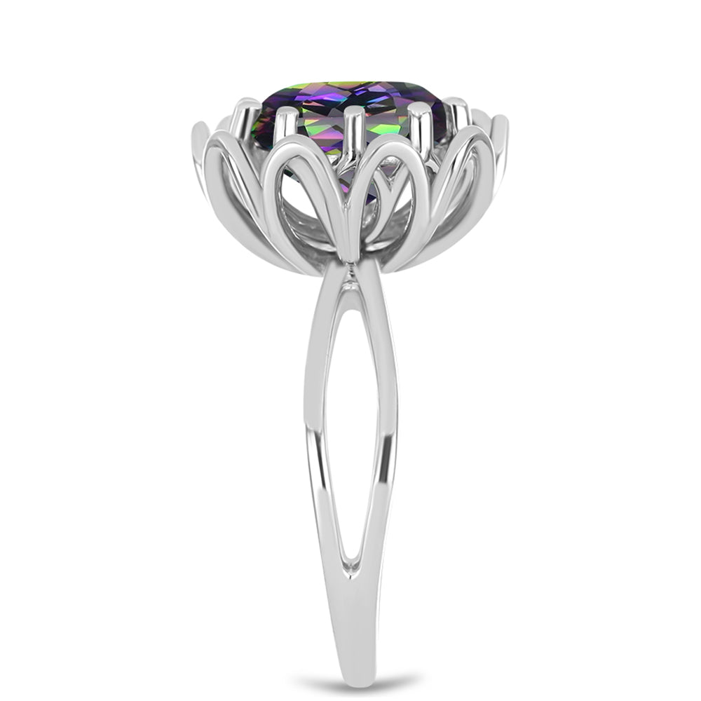 Pierścionek ze srebra próby 925 z brazylijskim kwarcem zielonym