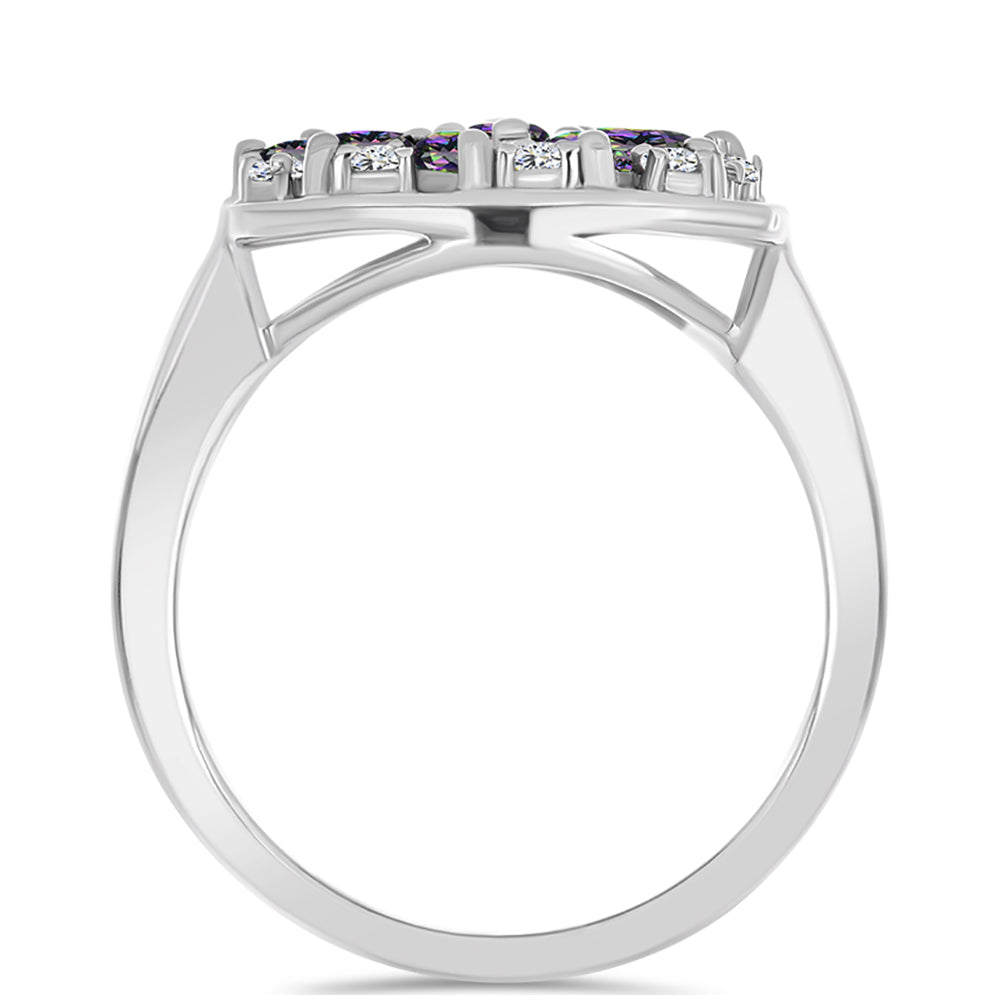 Pierścionek ze srebra próby 925 z brazylijskim kwarcem zielonym i białym topazem 2 