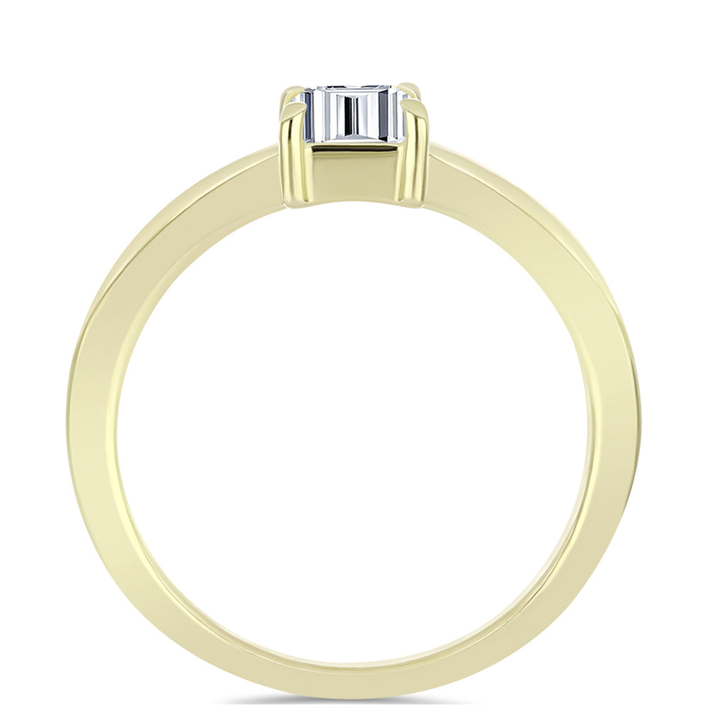 Pierścionek srebrny pozłacany z certyfikowanym diamentem hodowanym w laboratorium