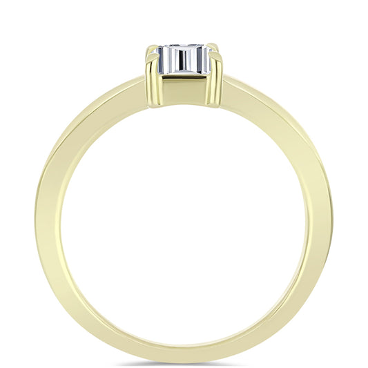 Pierścionek srebrny pozłacany z certyfikowanym diamentem hodowanym w laboratorium