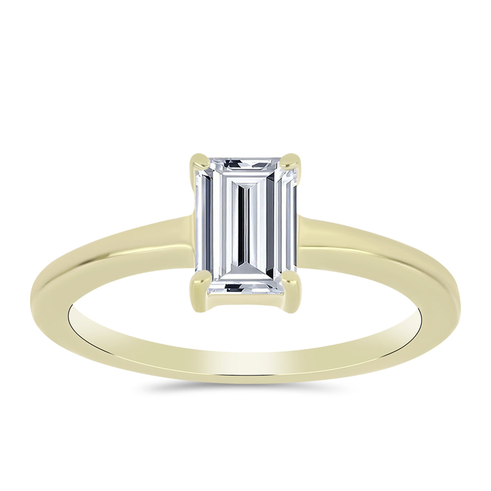 Pierścionek srebrny pozłacany z certyfikowanym diamentem hodowanym w laboratorium