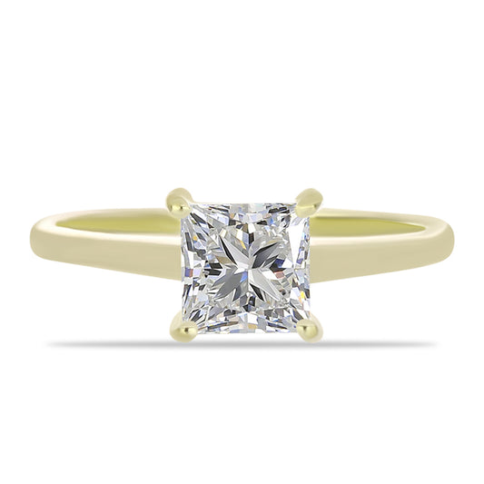 Pierścionek srebrny pozłacany z certyfikowanym diamentem hodowanym w laboratorium