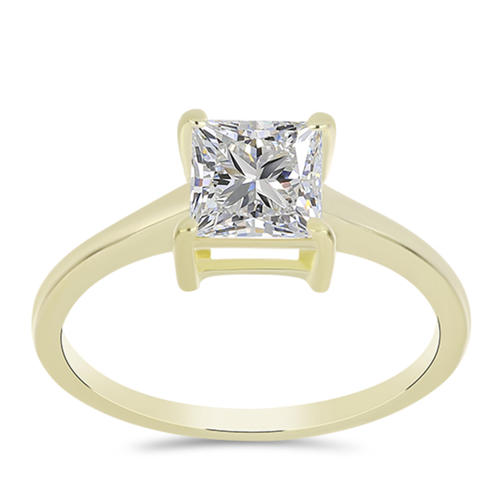 Pierścionek srebrny pozłacany z certyfikowanym diamentem hodowanym w laboratorium 3 