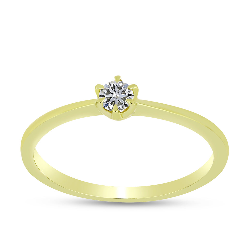 Pierścionek srebrny pozłacany z certyfikowanym diamentem hodowanym w laboratorium