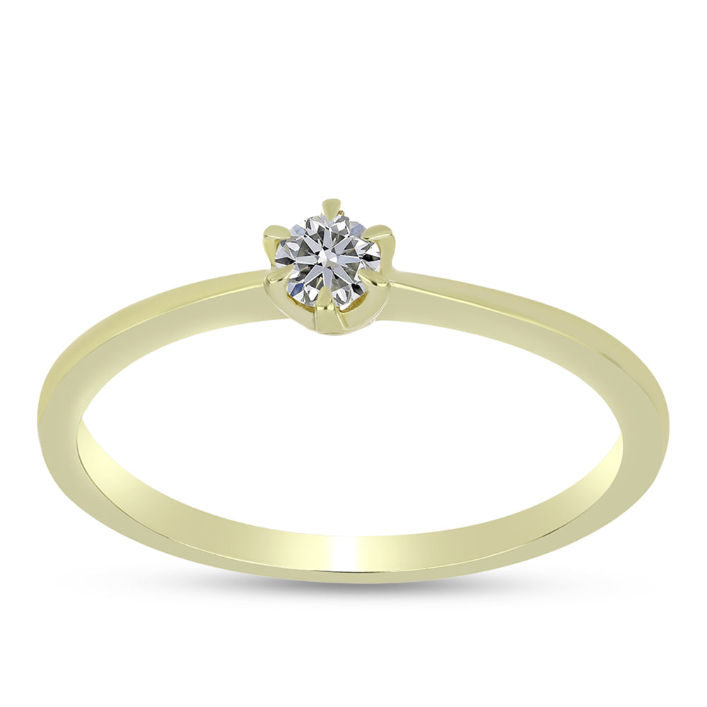 Pierścionek srebrny pozłacany z certyfikowanym diamentem hodowanym w laboratorium 3 