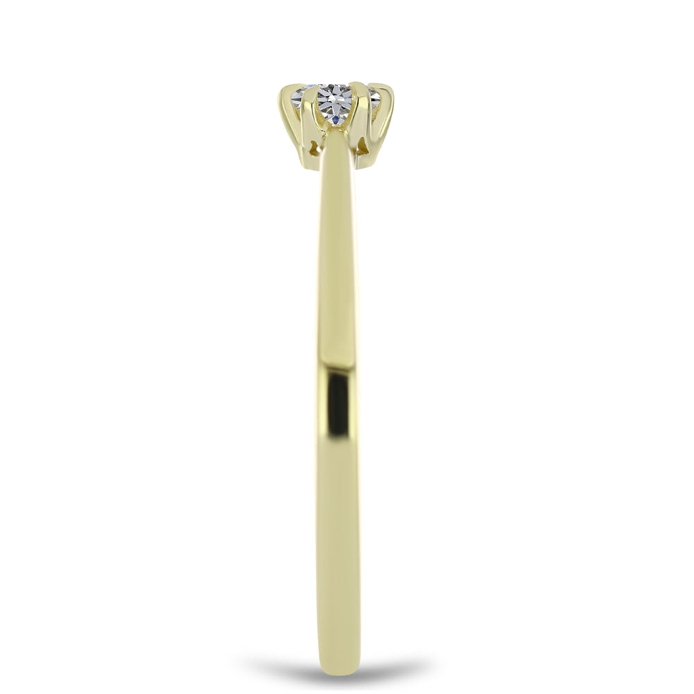 Pierścionek srebrny pozłacany z certyfikowanym diamentem hodowanym w laboratorium