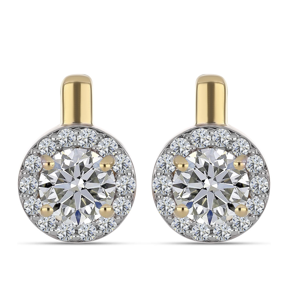 Kolczyki srebrne pozłacane z certyfikowanym diamentem hodowanym w laboratorium 1 