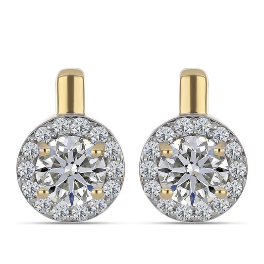 Kolczyki srebrne pozłacane z certyfikowanym diamentem hodowanym w laboratorium