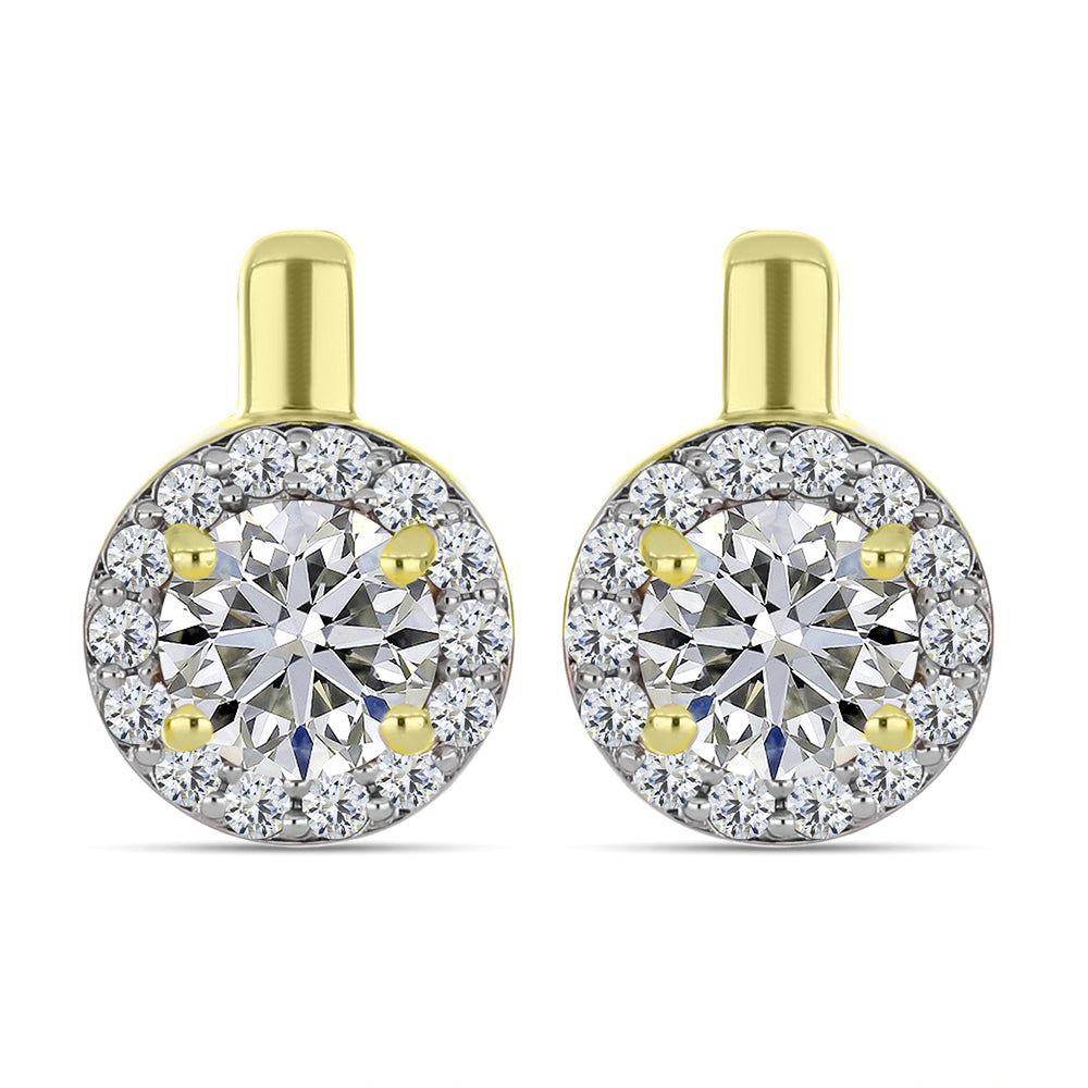 Kolczyki srebrne pozłacane z certyfikowanym diamentem hodowanym w laboratorium