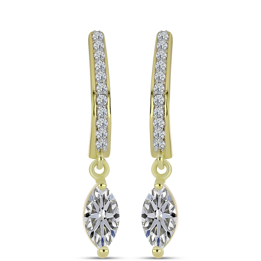 Kolczyki srebrne pozłacane z certyfikowanym diamentem hodowanym w laboratorium i białym topazem